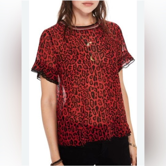 SCOTCH & SODA
Sheer Animal Print Top In Red Leopard Print - Picture 1 of 13